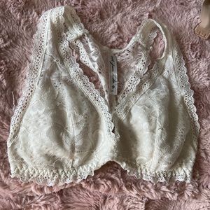 A white lace bralette